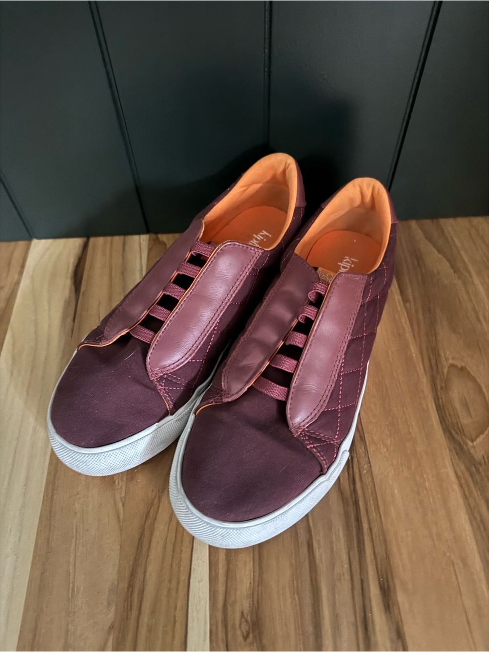 Kipling Slip-On Sneakers in Burgundy with Orange Lining